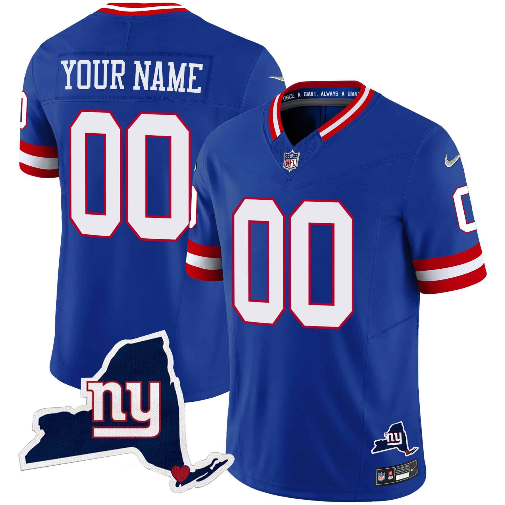 Men New York Giants Blue 2024 Nike Map Patch Limited Custom NFL Jersey style 1